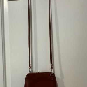 Vera Pelle Chestnut Brown Leather Crossbody Bag